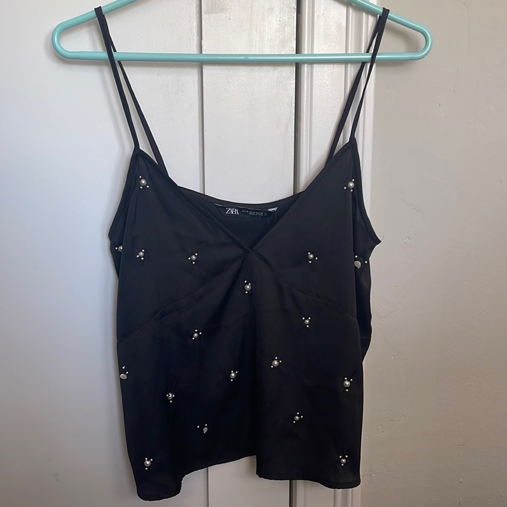 Zara Pearl Satin Tank